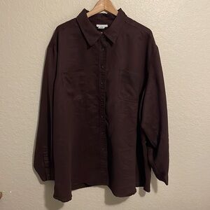 Avenue Women’s Plus Size 30/32 Brown Suede Feel Button Up